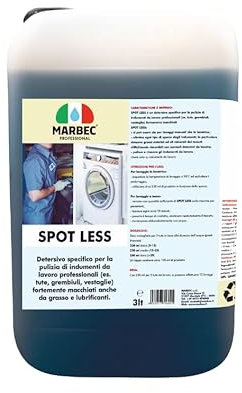 MARBEC SPOT LESS 3LT Detersivo specifico per la pulizia degli indumenti da lavoro, soprattutto quelli molto sporchi da grasso e da lubrificanti.