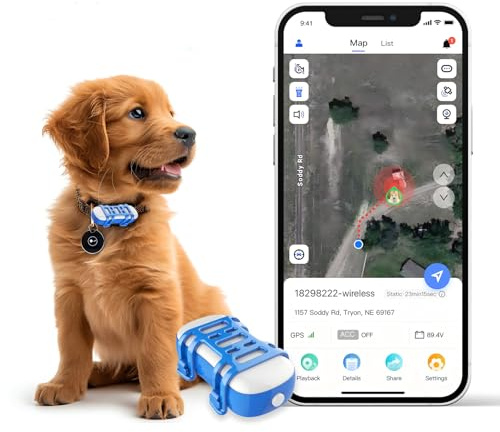 GPS per cani gatto GPS cane- Durata della batteria fino a 1 mese - Collare GPS - Localizzatore impermeabile, - Posizione globale in tempo reale, Notifiche anti-fuga, Recinti digitali e Notifiche