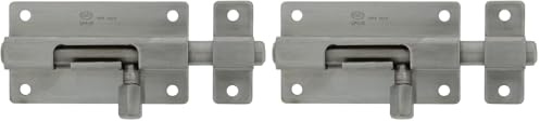 Amig - Passante Sovrapposizione per Porte | Chiusura Verticale | Acciaio Inossidabile Resistente alla Ruggine | Installazione Facile | Ideale per Armadi e Recinzioni, Argento, 50 mm (Confezione da 2)