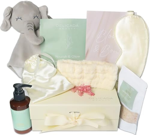 New Mum Pamper Kit | Baby Shower Gifts for Mum and New Born | New Mum to Be Gifts Luxury Pamper Hamper With Baby Comforter | Self Care Relaxation | Mother to Be Gifts | Bloom & Bond
