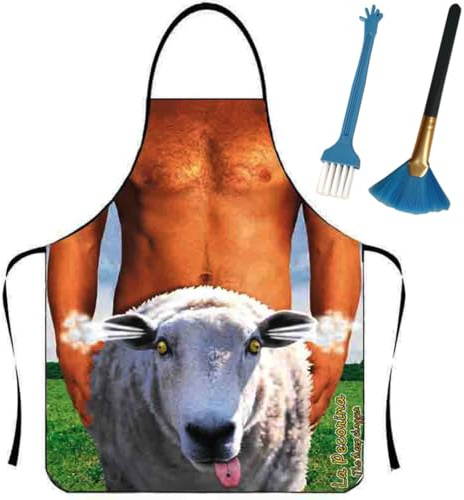 Anzhee Tablier à motif sexy Tablier de cuisine créatif Tablier de cuisine Tablier de barbecue Tablier drôle pour hommes femmes Costume de fête Tablier drôle pour ami Nouveau tablier à bavette drôle