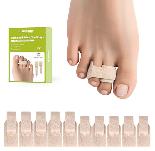 Bukihome 10pc Hammerzehenspreizer, Hammerzehen Korrektoren, Hammerzehenpolster, Zehenbandagen zur Korrektur von Hammerzehen, Gebrochenen Zehen, Krummen Zehen und überlappenden Zehen (5L+5S, beige)
