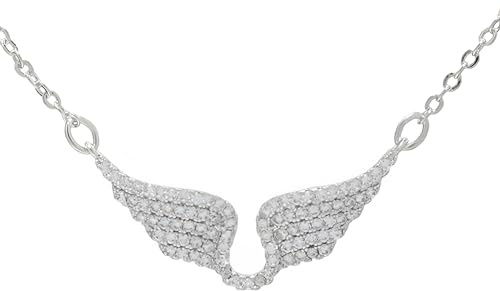 HJMMWT Collier d'ailes d'ange en Argent Sterling 925 pour Femmes, Colliers d'ailes en Zircon Brillant - Pendentif délicat de Collier d'ailes d'ange, Colliers d'ange pour Femmes