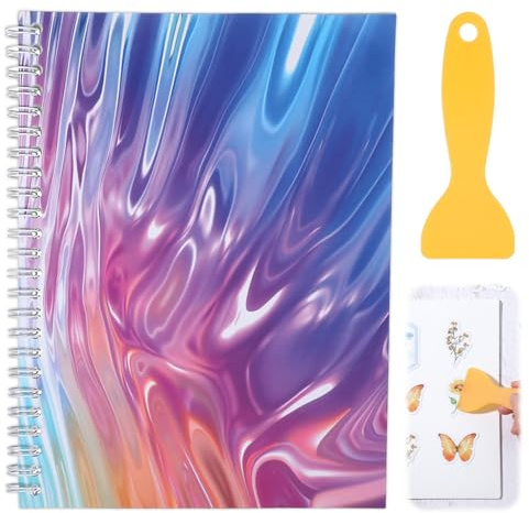 Reusable Sticker Collecting Book Storage Album with 32Sheets, Album A5 Size Sticker Organizer Collection Notebook for Adults with Blue-Purple and Orange Shovels