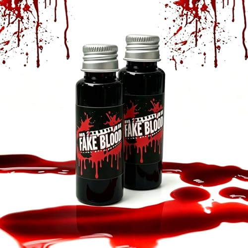 Jingyukj Juego de sangre falsa de 50 ml, sangre artificial para Halloween y maquillaje SFX, sangre artificial realista para vampiros, zombies y heridas, sangre teatral lavable y sangre de película