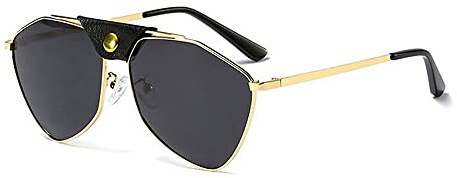 Gafas de Sol Mujeres, remacha de Cuero Gafas de Sol polarizadas Damas Mirror Azul Reflectante