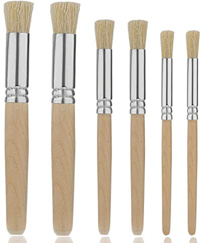 TOYMIS - Juego de 6 Pinceles de Madera, Pinceles de cerdas Naturales, para Pintura acrílica, Pintura al óleo, Acuarela, fabricación de Tarjetas, proyectos de Bricolaje artesanías (3 tamaños)