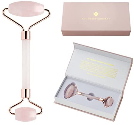 Rosenquarz Roller für Gesichtsmassage | Hochwertiger Jade Roller für Hautpflege | Massageroller Steinroller für Lymphdrainage | Anti-Aging Wirkung Gegen Falten