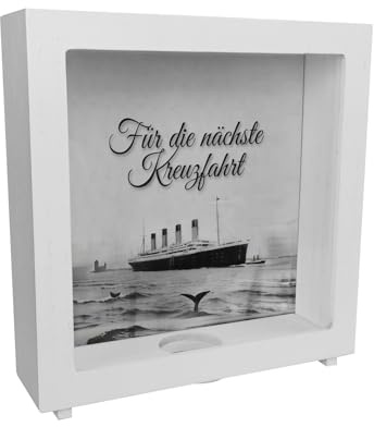 Für die nächste Kreuzfahrt Rahmen Spardose aus Holz mit Titanic-Motivum auf einen Wunsch zu sparen für Liebhaber von Titanic Kreuzfahrt Eisberg Schiff