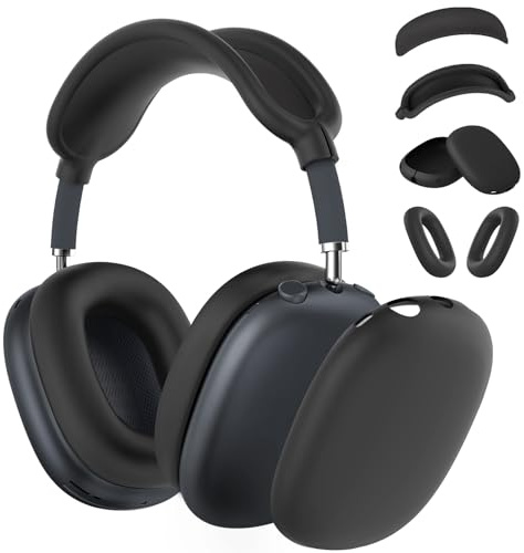 Silicone Case Cover for AirPods Max Headphones, Ear Pad Case Cover/Ear Cups Cover/Headband Cover for AirPods Max 2/1 (2026/2024/2020)(USB-C/Lightning), Silicone Accessories for Apple AirPod Max, Black