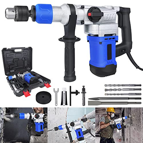 SDS-Plus Rotary Hammer Drill (5.0 Joules) 240V Electric SDS Hammer Drill Corded, 1080W Variable Speed Drill Driver Set, Concrete Drill Breaker 3 in 1 Power Tool for Drilling/Hammer Drilling/Chiselling