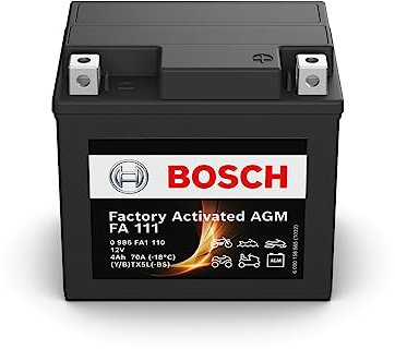 Bosch FA111 - AGM-Motorradbatterie - 12V 70A 4Ah - Geeignet für Motorräder, Motorräder, Enduros, Roller, Quads, Jetskis - Kompatibel M6004, BTX5L-BS, BTX5L
