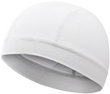 Oscenny Fahrradmütze, feuchtigkeitsableitend, atmungsaktiv, Unterhelm-Innenfutter, Totenkopfkappe, Mütze für Herren und Damen, für Radfahren, Motorrad, Laufen, Sommer, Einheitsgröße, weiß,