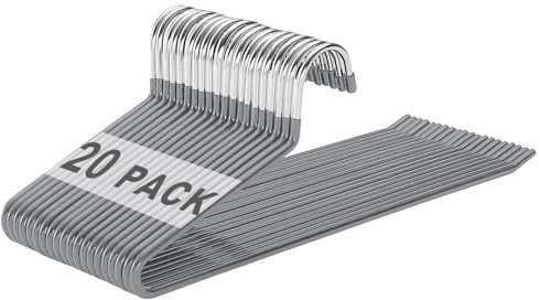 devesanter Grucce per pantaloni, 20 pezzi, in metallo con estremità aperta e rivestimento antiscivolo, salvaspazio, multifunzione, per pantaloni, jeans, asciugamani, sciarpe (grigio)