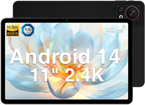 DOOGEE T30SE Android 14 Tablet 11 Pollici, 9GB RAM + 128GB ROM(TF 1TB) 2.4K Tablet PC, 8580mAh 4G LTE +5G WiFi Tablet con Sim, TÜV SÜD 13MP+5MP Octa-Core, OTG Widevine L1 Nero