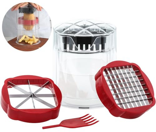 Multifunctional Chipper and Cutter - Potato Slicer, Vegetable Chopper, Dicer, Fruit Cutter with 2 Blades - Easy to Clean, Apple Slicer for Vegetables and Fruits