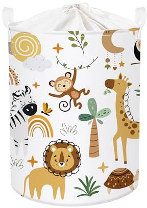 Clastyle Cestos Almacenaje Infantil Animales Boho Cesta Ropa Sucia Plegable para Habitación Infantil Dormitorio Cajas de Almacenaje Juguetes para Chico Chica, Marrón, 36 * 45 cm