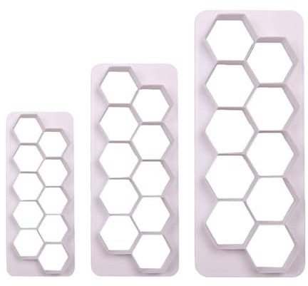 3-Piece Hexagonal Cookie Cutter Set, Premium Stainless Steel, Ideal for Football-Themed Cakes & Artisanal Baking, Craft Decorative Edibles & DIY Projects