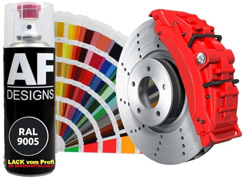 2K Bremssattellack RAL Spraydose hitzebeständig 300° Bremssattelfarbe Hochwertiger Lack für Bremssättel, Bremsen und Autozubehör - 400 ml (RAL9005 TIEFSCHWARZ)