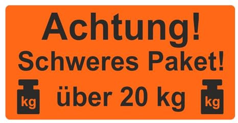 Warnetiketten/Versandetiketten Achtung! Schweres Paket! über 20 kg auf Rolle - 100 x 50 mm - 500 Stück