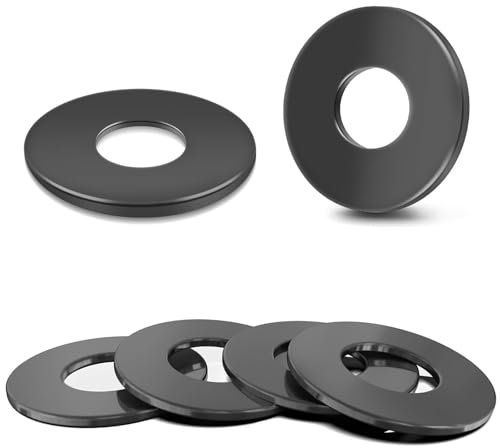 Wavanta M5 Washers Black, 50Pcs M5 x 10mm Flat Washer, 304 Stainless Steel Metal Washers for Screws and Bolts, Black Finish