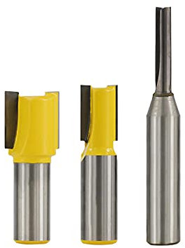 Fresa de mango de carburo sólido ， Juego de 3 brocas for fresadora de bordes con vástago recto y borde al ras for herramientas de grabado de carpintería