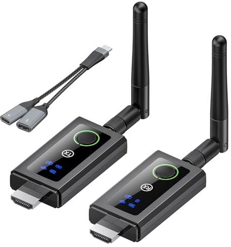 YOUTINGHDAV Trasmettitore e ricevitore HDMI wireless 200M/656FT, 5G/4K Decoding Wireless HDMI Extender Kit per streaming video da PC/Laptop a Monitor/HDTV/Projector, 1080P@60Hz, Plug and Play
