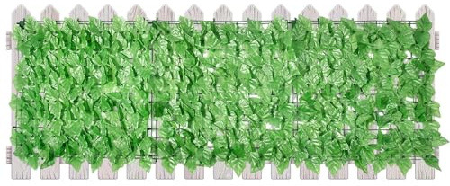 Fondo de hojas verdes - Rollos de pantalla de hoja de uva artificial Paneles de cobertura de privacidad - Paneles con protección UV, decoración de vid para valla de balcón, valla de mimbre para jardín