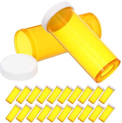 Generico Set da 25 Bottiglie Portatile Vuote per Medicinali Coperchio, Mini Contenitori Leggeri per Conservazione Farmaci da Viaggio, Organizer Pratico per Emergenze e Uso Quotidiano