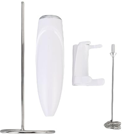 Battitore per Latte Elettrico Portatile, Frullino a Bastoncino in Acciaio Inox e ABS - Schiuma Vellutata Rapida, Senza Fili, Ideale per Casa e Ufficio (Bianca)