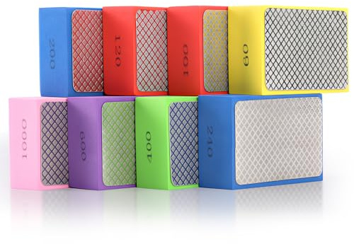 Yosoo Health Gear Handpoleringsblock, 8 st, 60/100/120/200/240/400/600/1 000, blandade kornskumkuddar för kakel, glas, sten, marmor, gr