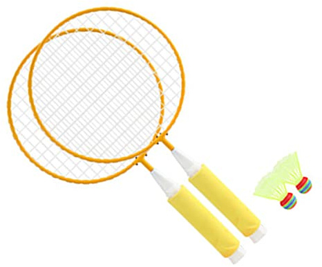 AMONIDA Badmintonracket för Barn med Bekvämt Grepp och överdimensionerad Nätyta för Skoj Utomhuslek 2 Racketar 2 Bollar