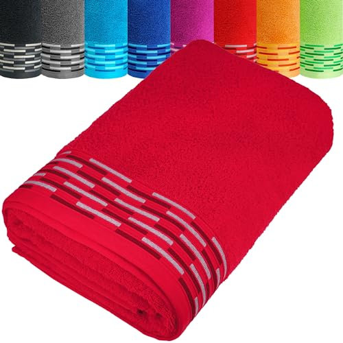 Lashuma Frottee Saunahandtuch Rot, Lugano großes Badetuch 80x200 cm