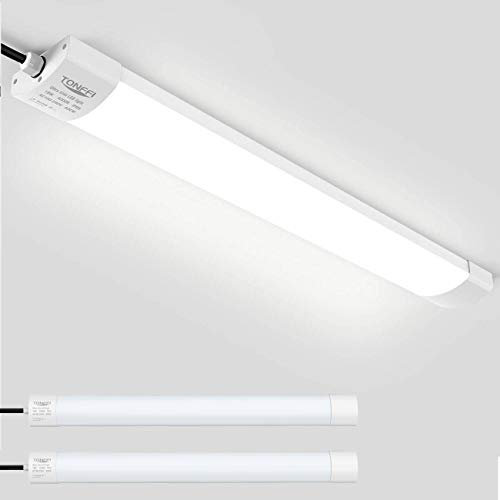 TONFFI 2er LED Feuchtraumleuchte Deckenleuchte 60cm 18W für Garage Keller Bad Werkstatt Feuchtraum Warenhaus, LED Wannenleuchte Feuchtraumlampe Röhre, Wasserdicht IP65 Neutralweiß 4000K-4500K