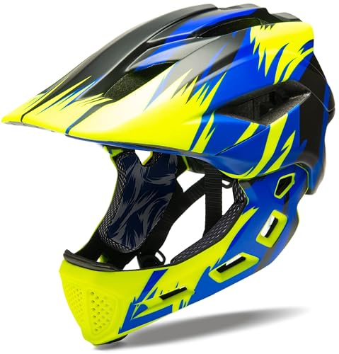 Natuway Kids Full Face Helmets for Cycling Scooter Skateboard BMX Bike Roller-Skate Protective Gear Blue