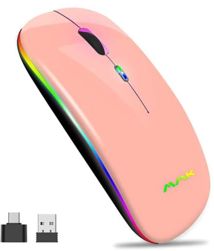 AMZCASE Mouse wireless Bluetooth,mouse sottile Mouse wireless USB ottico portatile 2.4G,mouse LED a doppia modalità ricaricabileper laptop,PC,Mac OS,Android,Windows