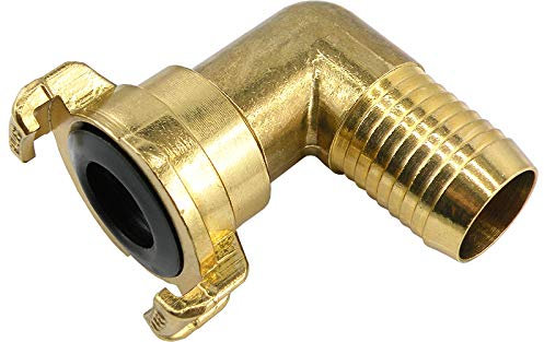 GeKa - Giunto ad innesto rapido per tubo da giardino, 40 mm, raccordo ad angolo con attacco per tubo (esecuzione: A7-25 mm)