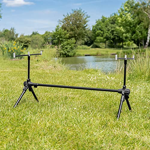 ATLAS Karp fiskespö skida - Fiskespö Pod | Karpfisketillbehör | Spö vila | Karpfiske set | Rostfritt stål & svart aluminium stav podstilar (svart aluminium stångstångstångstångstångstångstångstångstångskydd)