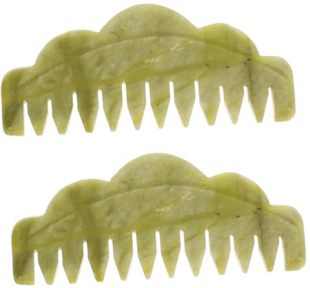 Beaupretty Jade Stein Massage Kamm: Jade Platte Schaben Haar Kamm 2Pcs Kopfhaut Massager für SPA Akupunktur Therapie Trigger Punkt Behandlung