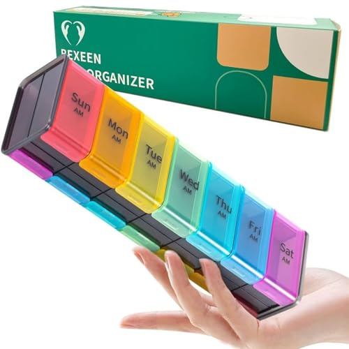 Extra Large Pill Organizer- XXL Pill Box 7 Day - Weekly Pill Organizer with AM PM Large Compartments Big Pill Case for Supplements Jumbo Pill Holder for Vitamins Huge Medicine Organizer 2 Times a Day