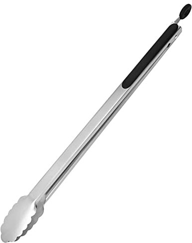 UPTALY 1 pince à barbecue extra longue (45 cm), en acier inoxydable avec long manche, grande pince à steak épaisse, pince de service pour la cuisine, les grillades, les buffets