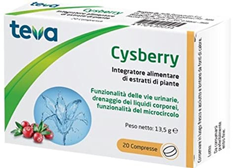 Cysberry - Integratore Alimentare con estratti secchi di Mirtillo Rosso, Uva Ursina, Pompelmo - Funzionalità delle Vie Urinarie, Drenaggio dei Liquidi Corporei, Funzionalità del Microcircolo