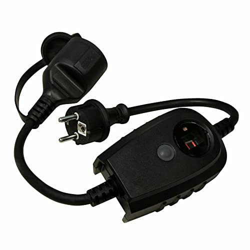 PerfectHD Prise intermédiaire avec capteur crépusculaire - Minuterie 1 à 9 heures - Prise extérieure avec minuterie - IP44 - Avec interrupteur crépusculaire - Noir