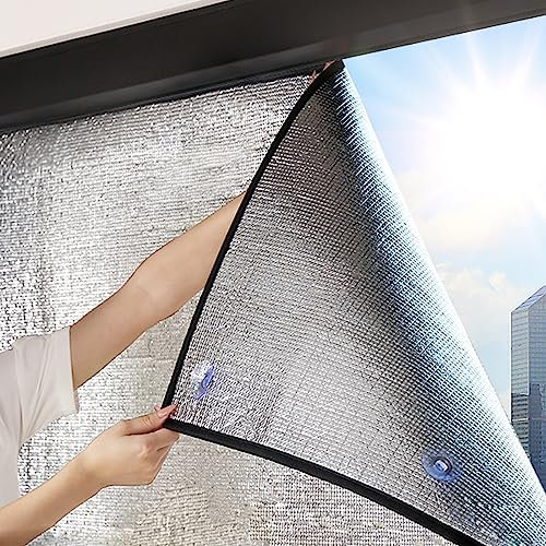 Geovne Doppelte Aluminisierte Isolierfolie Dämmfolie,Thermo-Fensterfolie,UV-Schutz Sonnenschutzfolie,Wärmeschutzfolie,Isolierungsfolie,für Zuhause und Büro,Kein Kleber (80x260cm/31 x102)