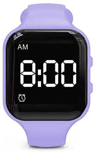 e-vibra Orologio con sveglia vibrante impermeabile, silenzioso, con timer e 15 allarmi giornalieri (quadrato viola, impermeabile), Quadrato Viola, Cinturino