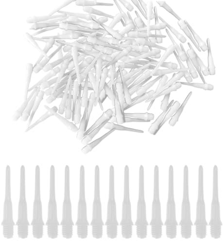 LQIOACU 60 Stück Weiß Dartspitzen Kunststoff, Dart Spitzen Soft, Dartpfeile Kunststoffspitze, Softdart Spitzen, Dartspitzen Kunststoff Kurz, E Dart Spitzen, 2BA Gewinde
