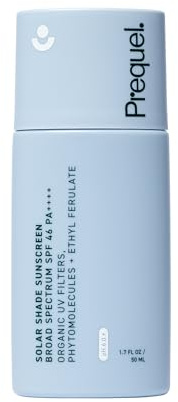 Prequel Skin Solar Shade - Moisturizing Face Sunscreen SPF 46 PA++++ Broad Spectrum UV Protection. Hydrating Sunblock for Dry Skin. Lightweight Travel Size Sun Protection, 1.7oz
