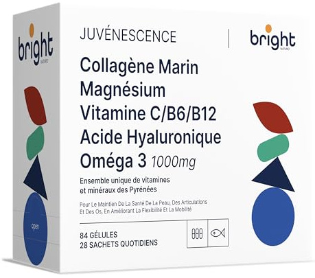 Gestión de la Edad - Colágeno Marino + Ácido Hialurónico + Magnesio + Omega-3 1000 - sin GMO, PHYTO-GUIDE | Fórmula vital para Rejuvenece Piel, Fortalece Articulaciones | 28 Dosis Diarias