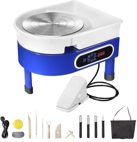25cm Turntable Potter's Wheel, 350W Electric Pottery Wheel,Adjustable Speed Pottery Clay Shaping Machine with Foot Pedal Sculpting Tools, DIY Pottery Kit for Beginners & Pros