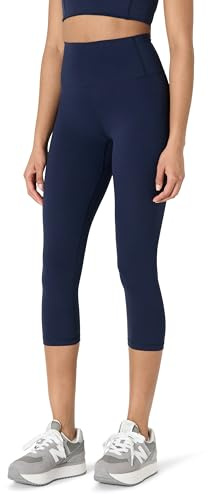 Amazon Essentials Women's Active FormFlex Buttery Soft High Waist 19 Inseam Capri Yoga Workout Leggings, Navy, Medium